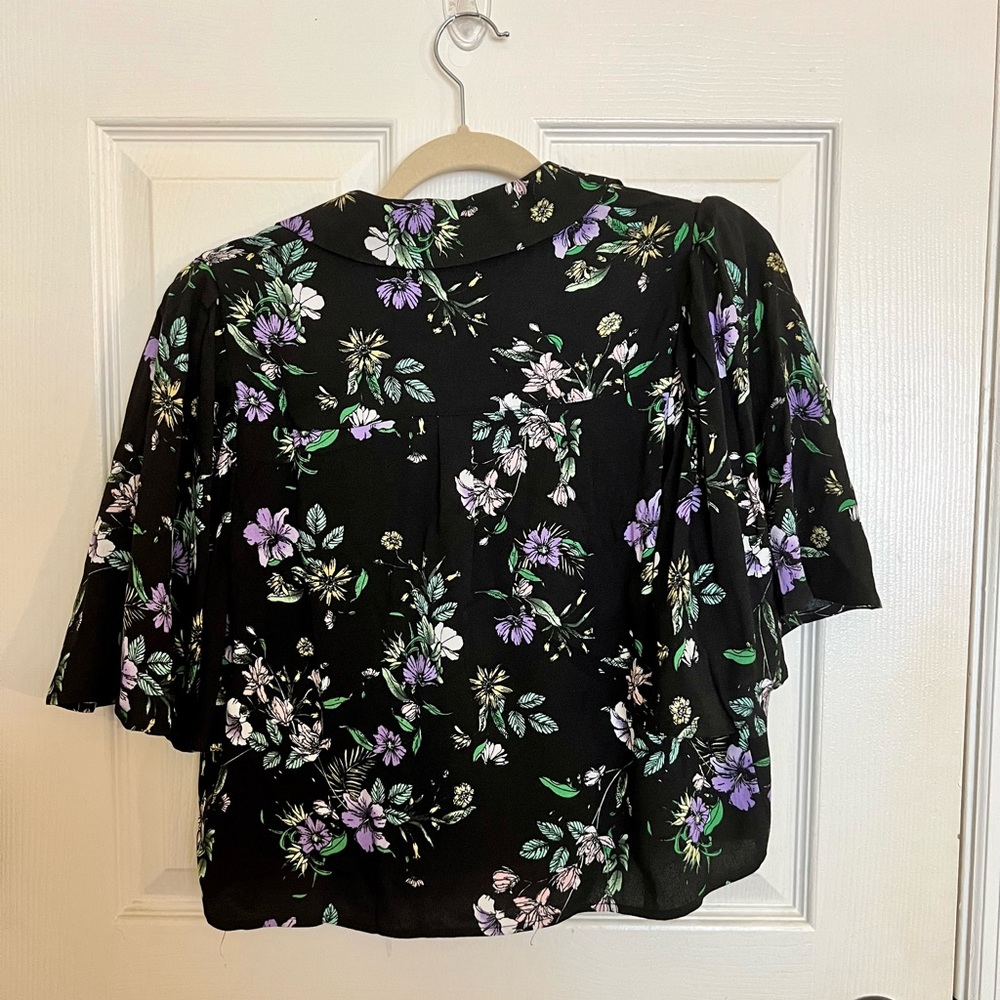AFRM Floral Crop Button Down, Black, Medium
